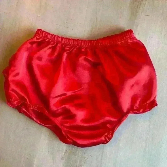 RuffleButt Red Satin Diaper Cover Ruffles Bloomer size 12-18 months - Picture 7 of 10